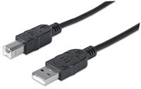 Manhattan USB-kabel USB 2.0 USB-A stekker, USB-B stekker 1.80 m Zwart Vergulde steekcontacten, UL gecertificeerd 333368-CG - thumbnail