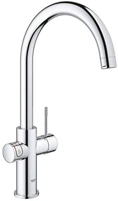 Grohe Red 3-in-1 kokend water kraan met C-uitloop en combi boiler chroom