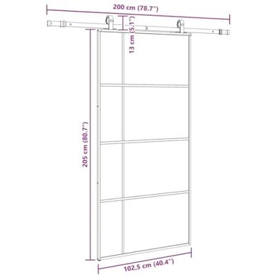 Schuifdeur met beslagset 102,5x205 cm ESG glas zwart