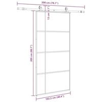 Schuifdeur met beslagset 102,5x205 cm ESG glas zwart - thumbnail