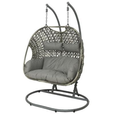 (R) Egg chair hangstoel Palermo grijs 196 cm