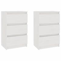Nachtkastjes 2 st 40x29,5x64 cm massief grenenhout wit - thumbnail