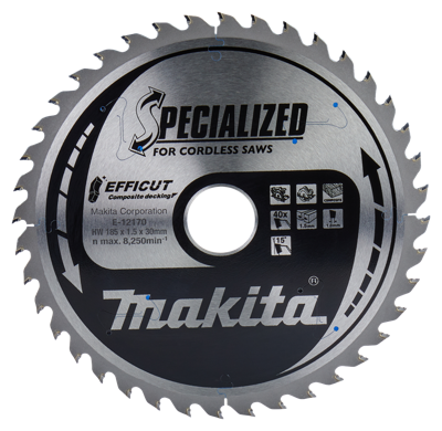 Makita Accessoires Cirkelzaagblad WPC | Efficut 185x30x1,5 40T 15g - E-12170 E-12170