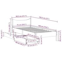 Bedframe met lades massief grenenhout wit 75x190 cm - thumbnail