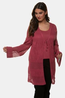 Ulla Popken Cardigan, ajour, lang model - Grote Maten Ulla Popken Cardigan, ajour, lang model - Grote Maten