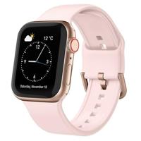 By Qubix - Soft siliconen bandje met gespsluiting - Lichtroze - Compatible met Apple Watch 44mm / 45mm / 46mm / 49mm - Compatible Apple watch bandjes - thumbnail