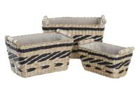 Basket spelset DKD Home Decor Grijs Natuurlijk Natuurlijke Vezel 38 x 26 x 24 cm 3 Onderdelen - thumbnail