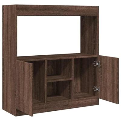 Hoge kast 92x33x100 cm bewerkt hout bruin eikenkleurig Hoge kast 92x33x100 cm bewerkt hout bruin eikenkleurig