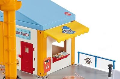 Siku Aanlegsteiger kunststof veelkleurig incl. 2 bodemplaten boot boeien snackbar steiger en kraan eenvoudige in elkaar zetten