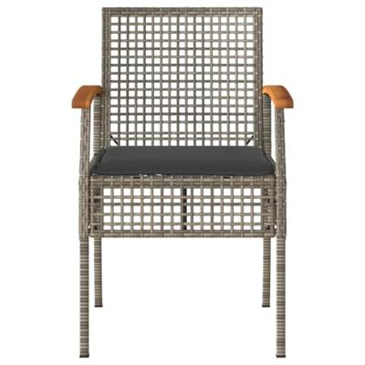 Tuinstoelen 4 st met kussens poly rattan en acaciahout grijs