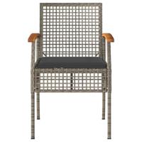 Tuinstoelen 4 st met kussens poly rattan en acaciahout grijs - thumbnail