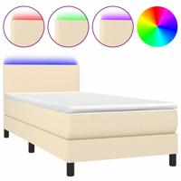 Boxspring met matras en LED stof crèmekleurig 100x200 cm - thumbnail