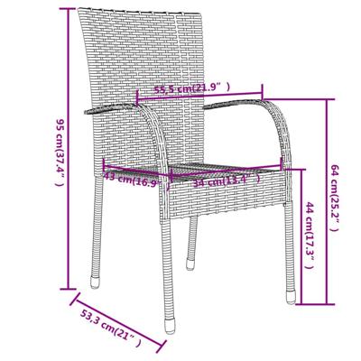 3-delige Tuinset poly rattan grijs
