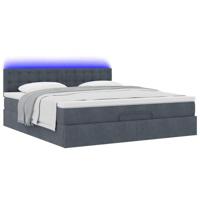 Ottoman bed met matras en LED's 160x200cm fluweel donkergrijs - thumbnail