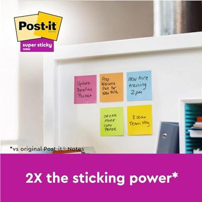 Post-It Super Sticky Notes Carnival, 90 vel, ft 76 x 76 mm, pak van 12 blokken
