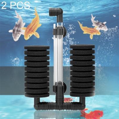 2 stks muur gemonteerde aquarium mini dubbele kop pneumatisch dempen biochemisch katoen filter