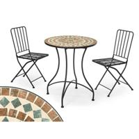 Tafel met 2 stoelen Ibergarden Mosaico-Forja Bruin Zwart - thumbnail