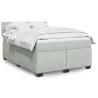 Boxspring met matras fluweel lichtgrijs 180x200 cm - thumbnail