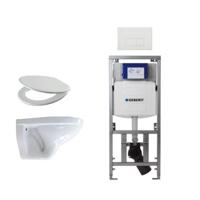 Adema Classico toiletset bestaande uit inbouwreservoir en toiletpot, basic toiletzitting en bedieningsplaat rechte knoppen wit SW1152613/SW706187/0701131 - thumbnail