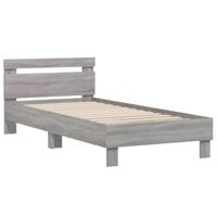 Bedframe met hoofdbord bewerkt hout grijs sonoma 75x190 cm - thumbnail