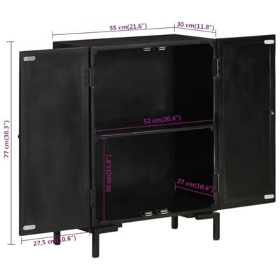 Dressoir 55x30x77 cm massief mangohout en ijzer zwart