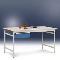 Manuflex ZB4163.9006 Enkele lade in aluminium zilver vergelijkbaar met RAL 9006, met cilinderslot, voor tafel diepte 800 mm, bxdxh: 425 x 550 x 150 mm - thumbnail