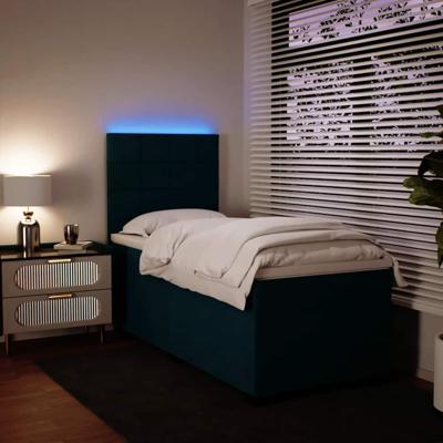 Boxspring met matras fluweel blauw 140x200 cm - thumbnail