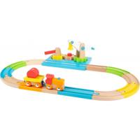 Junior collectie - houten treinbaan met hijskraan - thumbnail