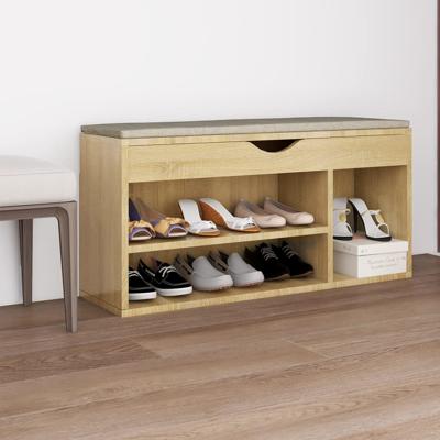 VidaXL Schoenenbank met kussen 104x30x49 cm bewerkt hout sonoma eiken
