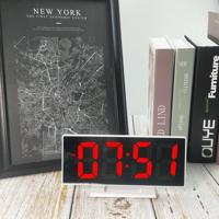 Multifunctionele groot scherm elektronische klok Mute LED mirror alarm clock (rood licht met wit frame) - thumbnail
