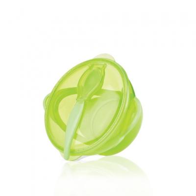 Nuby Kom Met Zuigring, Lepel En Deksel 20 Cm Groen 6m+ 3-delig