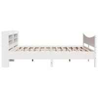 Bedframe met hoofdbord massief grenenhout wit 200x200 cm - thumbnail