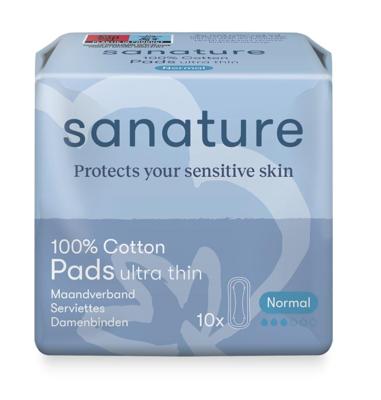 Sanature Maandverband ultra normaal 100% katoen 10 Stuks