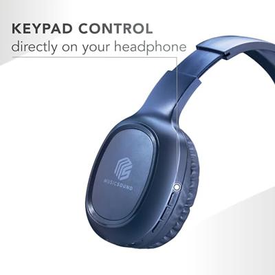 Music Sound | Hoofdband Bluetooth Basic | on-ear Bluetooth-hoofdtelefoon met uittrekbare beugel - PlayTime 14h - kleur blauw, één maat