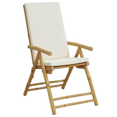 Bistrostoelen 2 st inklapbaar met kussens bamboe crmewit - thumbnail