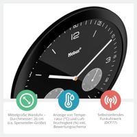Mebus 52825 Zendergestuurd Wandklok 260 mm x 42 mm Zwart - thumbnail