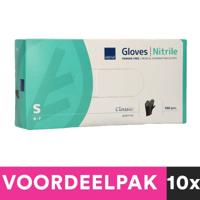 Abena poedervrije nitrile handschoenen maat small 100 stuks zwart voordeelpakket - thumbnail