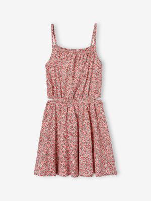 Jurk met gedetailleerde schouderbandjes voor meisjes rood
