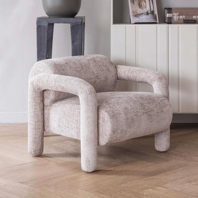 WOOOD Fauteuil 'Lenny' Structure Velvet, kleur Zand