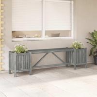 Tuinbank met 2 plantenbakken 150 cm massief acaciahout grijs - thumbnail