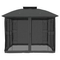 VidaXL Prieel met gaaswanden en dubbel dak 2,94x2,94 m staal antraciet - thumbnail