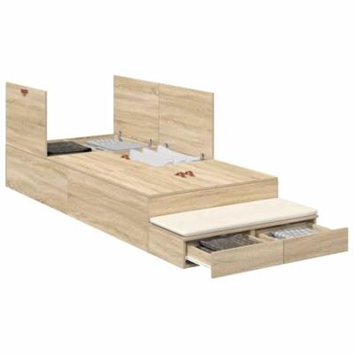 Opbergbedframe Sonoma Eiken 236.5 x 80 x 31.5 cm Bewerkt hout