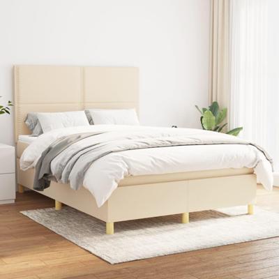 Boxspring met matras stof crèmekleurig 140x200 cm