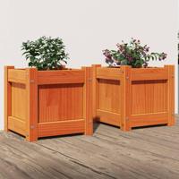 VidaXL Plantenbakken 2 st cm massief grenenhout wasbruin - thumbnail