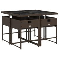 5-delige Tuinset met kussens poly rattan bruin - thumbnail