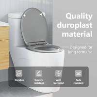 VidaXL Toiletzitting grijs 47 x 37,5 x 3,8 cm duroplast - thumbnail