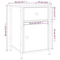 Nachtkastjes 2 st 40x42x60 cm bewerkt hout bruineikenkleurig - thumbnail