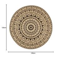Vloerkleed handgemaakt met donkerbruine print 120 cm jute - thumbnail