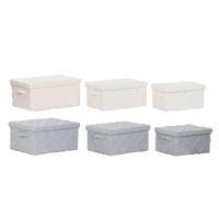 Set decoratieve dozen Home ESPRIT Grijs Crème 40 x 30 x 20 cm 3 Onderdelen (2 Stuks) - thumbnail