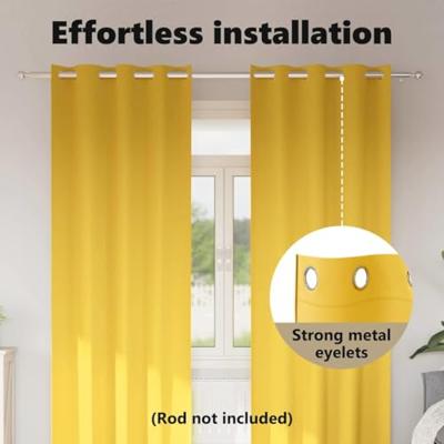 VidaXL Zwart-out gordijnen met ringen 2 pcs mosterdgeel 225 x 140 cm